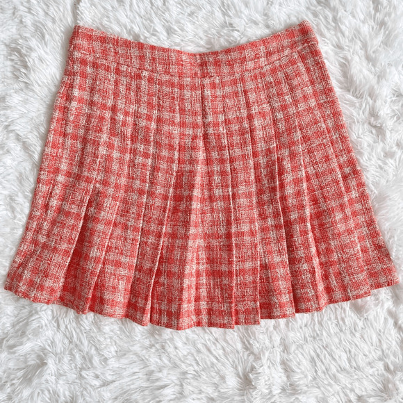 Zara Orange Tweed Pleated y2k Mini Skirt Women’s size M - Picture 4 of 8